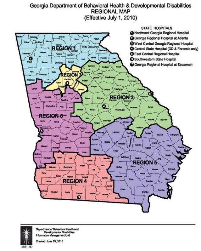 The Georgia Department Of Behavioral Health And Developmental Disabilities Regional Map It 7008